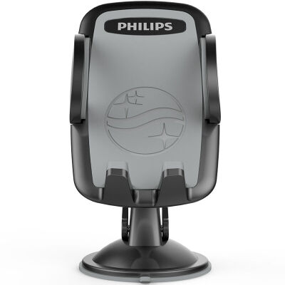 飞利浦&nbsp;DLK35002&nbsp;车载手机支架&nbsp;吸盘+出风口两用车载支架&nbsp;360度导航支架&nbsp;黑色