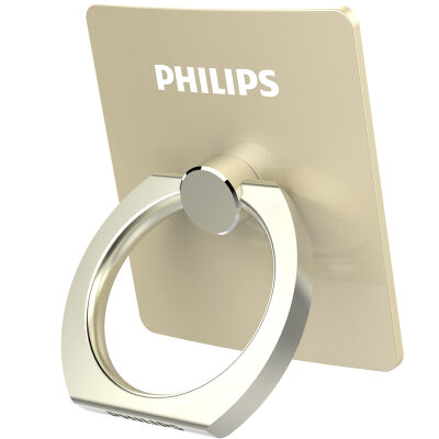 飞利浦&nbsp;DLK35003&nbsp;手机便携支架&nbsp;金属指环扣支架&nbsp;创意配件车载懒人支架&nbsp;适用于6S/三星/华为等手机&nbsp;金色