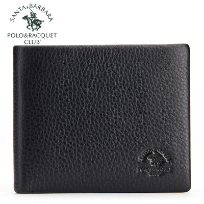圣大保罗男士短款钱包&nbsp;头层软牛皮钱夹横款票夹&nbsp;礼盒装&nbsp;黑色横款