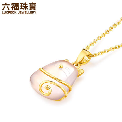 六福珠宝&nbsp;香港同款招财猫玉髓黄金吊坠&nbsp;定价&nbsp;HSA170022&nbsp;总重2.07克